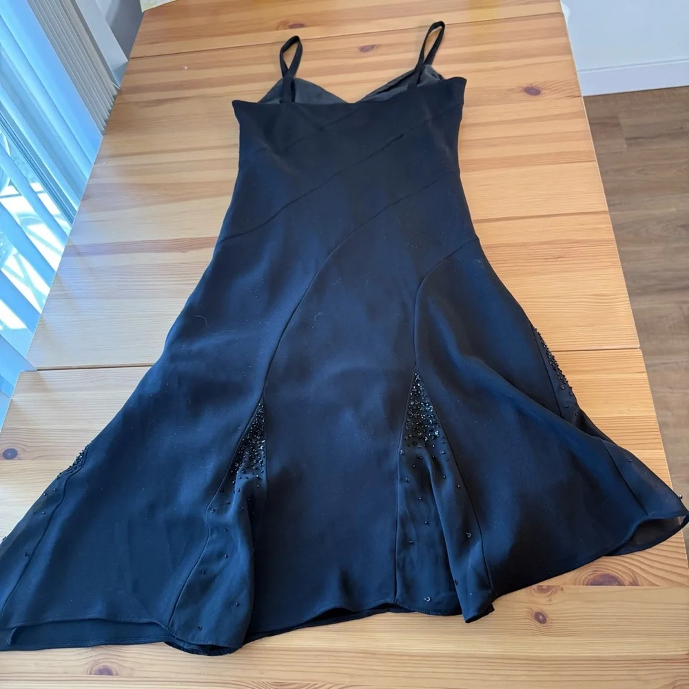 Vintage Evan Picone Black Sequin Mini Dress Asymmetrical Hem Witchy 6P - Picture 8 of 11